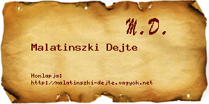 Malatinszki Dejte névjegykártya